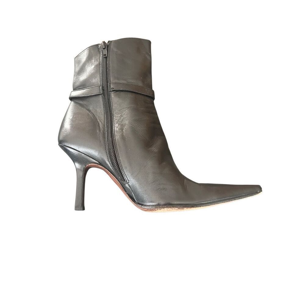 Albert Nipon Black Leather Boots Shoes Size 8.5 - image 6